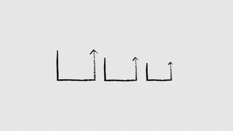 Half-square arrows upward-pointing grunge doodle animation Stock Footage 329754350