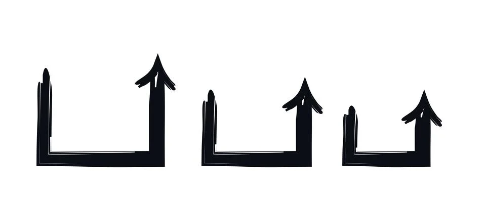 Half-square arrows upward-pointing bold thick stroke graphic element set 스톡 일러스트