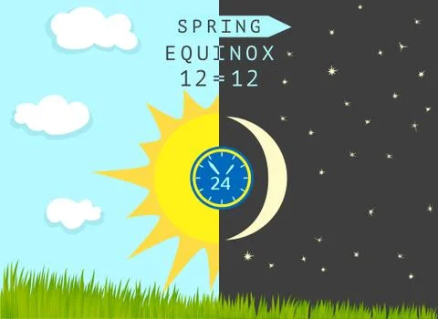 Half Sun and half Moon over growing wheat germs. Illustrazione stock