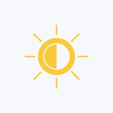 Half sun icon design. Modern, minimalist icon of a half sun, ideal for use .. Illustrazione stock