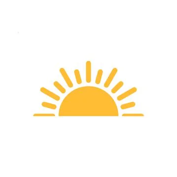 A half sun is setting downwards icon vector sunset concept for graphic design Stock-Illustration