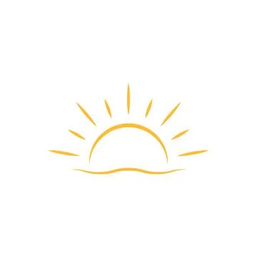A half sun is setting downwards icon vector sunset concept for graphic design Stock Illustration