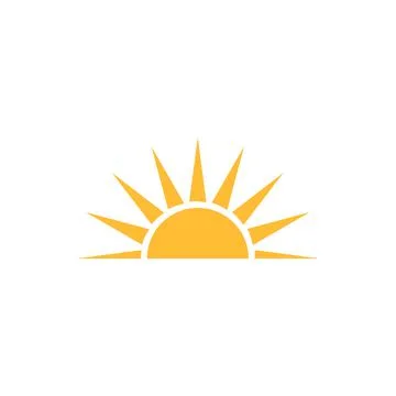 A half sun is setting downwards icon vector sunset concept for graphic design Stock Illustration
