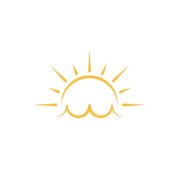 A half sun is setting downwards icon vector sunset concept for graphic design Stock Illustration