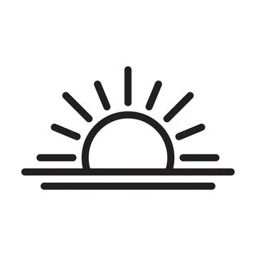 A half sun is setting downwards icon vector sunset concept for graphic design Stockillustratie