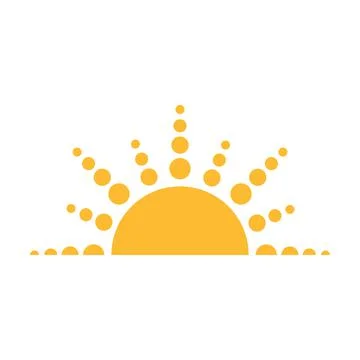 A half sun is setting downwards icon vector sunset concept for graphic design Stock Illustration