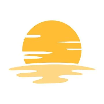 A half sun is setting downwards icon vector sunset concept for graphic design Stock Illustration