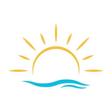 A half sun is setting downwards icon vector sunset concept for graphic design Illustrazione stock