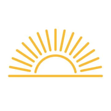 A half sun is setting downwards icon vector sunset concept for graphic design Illustrazione stock