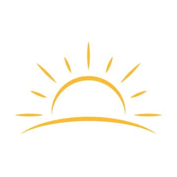 A half sun is setting downwards icon vector sunset concept for graphic design Stock Illustration