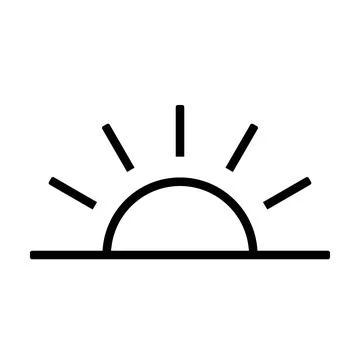 A half sun is setting downwards icon vector sunset concept for graphic design Illustrazione stock