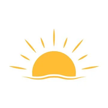 A half sun is setting downwards icon vector sunset concept for graphic desi.. Stock Illustration