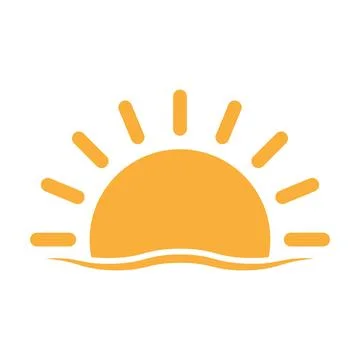 A half sun is setting downwards icon vector sunset concept for graphic desi.. Stock Illustration