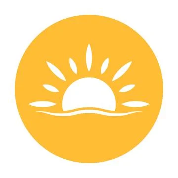 A half sun is setting downwards icon vector sunset concept for graphic desi.. Stock Illustration