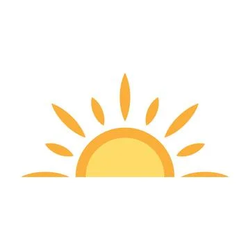 A half sun is setting downwards icon vector sunset concept for graphic desi.. Stock Illustration