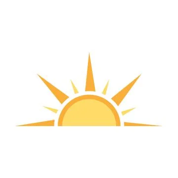 A half sun is setting downwards icon vector sunset concept for graphic desi.. Stock Illustration