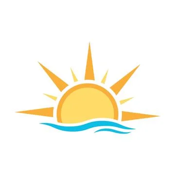 A half sun is setting downwards icon vector sunset concept for graphic desi.. Stock Illustration