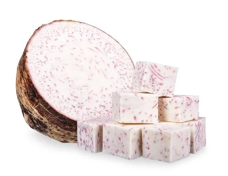 Half of Taro isolated on white background Stock Photos