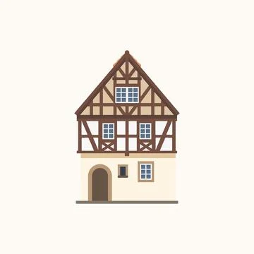 Half-timbered building. 库存插图