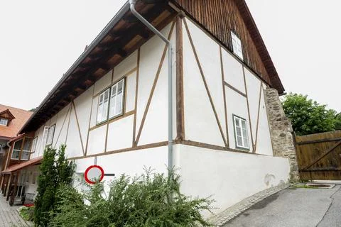 A half timbered building or timber frame construction Stock Photos
