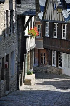 Half-timbered building in the rue de jerzual, in dinan Foto stock