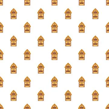 Half timbered german cottage seamless pattern background Stock Illustration