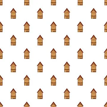 Half timbered german house seamless pattern background 스톡 일러스트