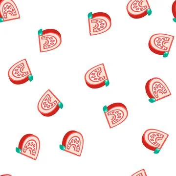 Half tomato isometric icon seamless pattern Stock Illustration