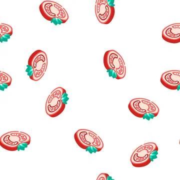 Half tomato isometric icon seamless pattern Illustrazione stock