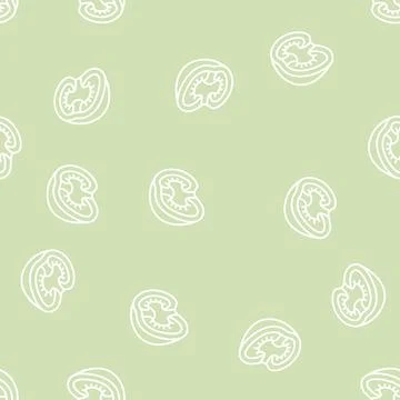 Half tomato line seamless pattern Stock Illustration