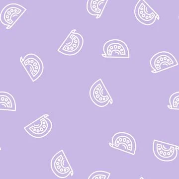 Half tomato line vector seamless pattern Stock Illustration