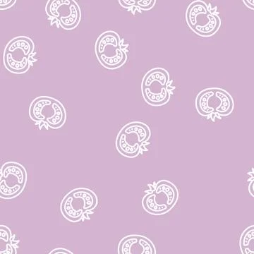 Half tomato line vector seamless pattern Stock Illustration