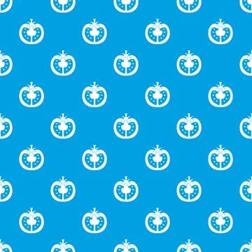 Half of tomato pattern seamless blue Illustrazione stock