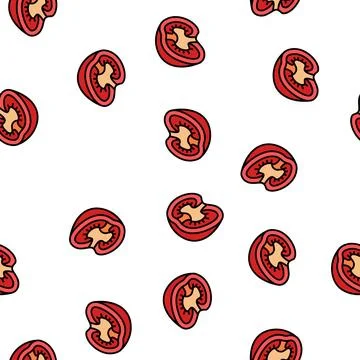 Half tomato vector seamless pattern Illustrazione stock
