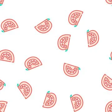 Half tomato vector seamless pattern Illustrazione stock
