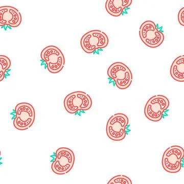 Half tomato vector seamless pattern Illustrazione stock