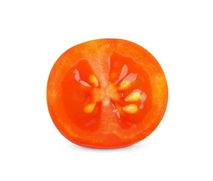 Half tomato vegetable isolated on white background. Stock Photos