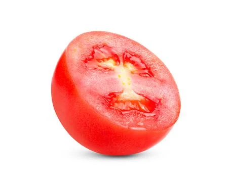 Half  tomato on white background Stock Photos