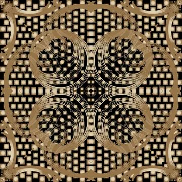 Half tone floral 3d vector seamless pattern. Ornamental background. Repeat ha Stock Illustration