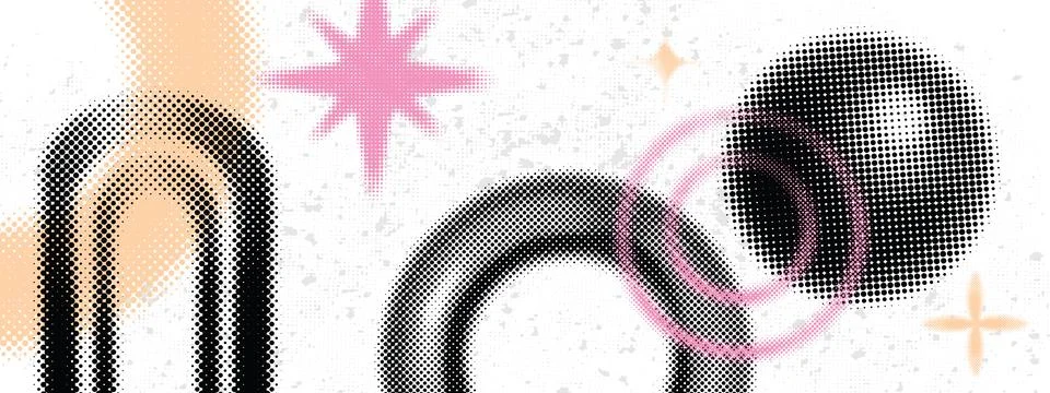 Half tone funky background, vector gradient raster dot effect poster 스톡 일러스트
