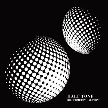 Half tone gradient 3D black geometry round dot sphere ball Stock Illustration