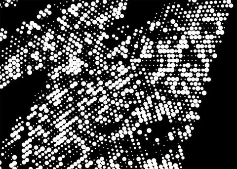 Half-tone monochrome dot pattern. Minimalism, vector. White dots on black b.. Stock Illustration