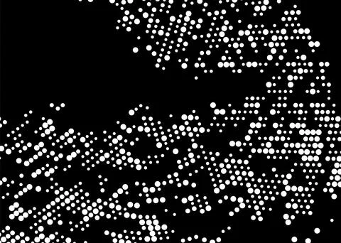 Half-tone monochrome dot pattern. Minimalism, vector. White dots on black b.. Stock Illustration