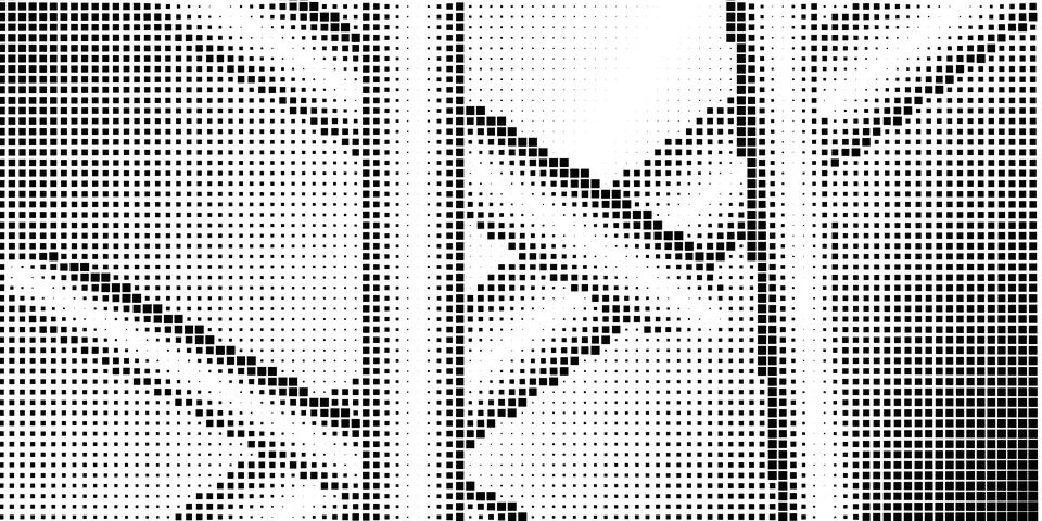 Half-tone monochrome pattern with squares. Minimalism, vector. Black dots on  Stock Illustration