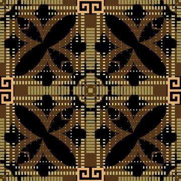 Half tone seamless pattern. Tribal ethnic vector background. Repeat floral ba 스톡 일러스트
