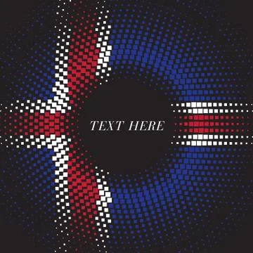 Half tone square round gradient template Iceland flag 스톡 일러스트