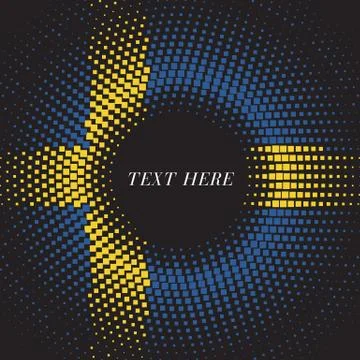 Half tone square round gradient template Sweden flag 스톡 일러스트
