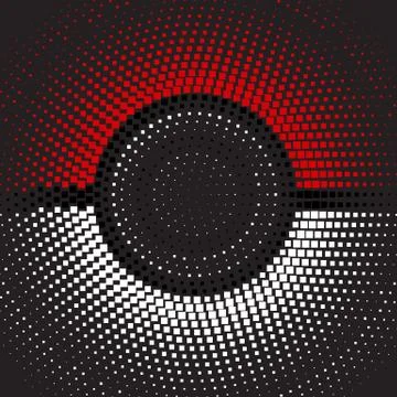 Half tone square round gradient Pokemon ball background texture Stock Illustration