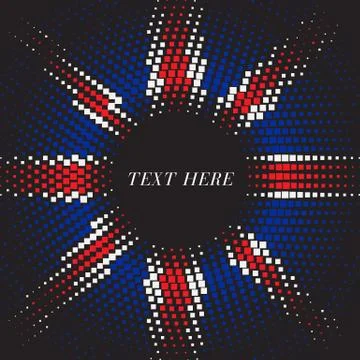 Half tone square round United Kingdom flag template Stock Illustration