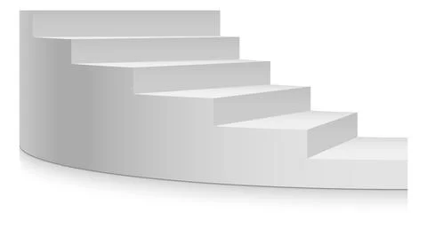 Half turn stairs mockup. 3d white realistic staircase Ilustración de archivo